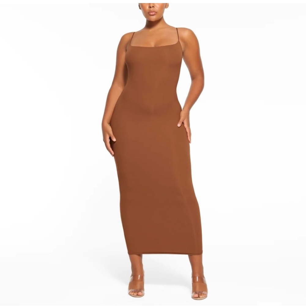 NWOT Skims Fits Everybody Long Slip Dress in Bronze Size L